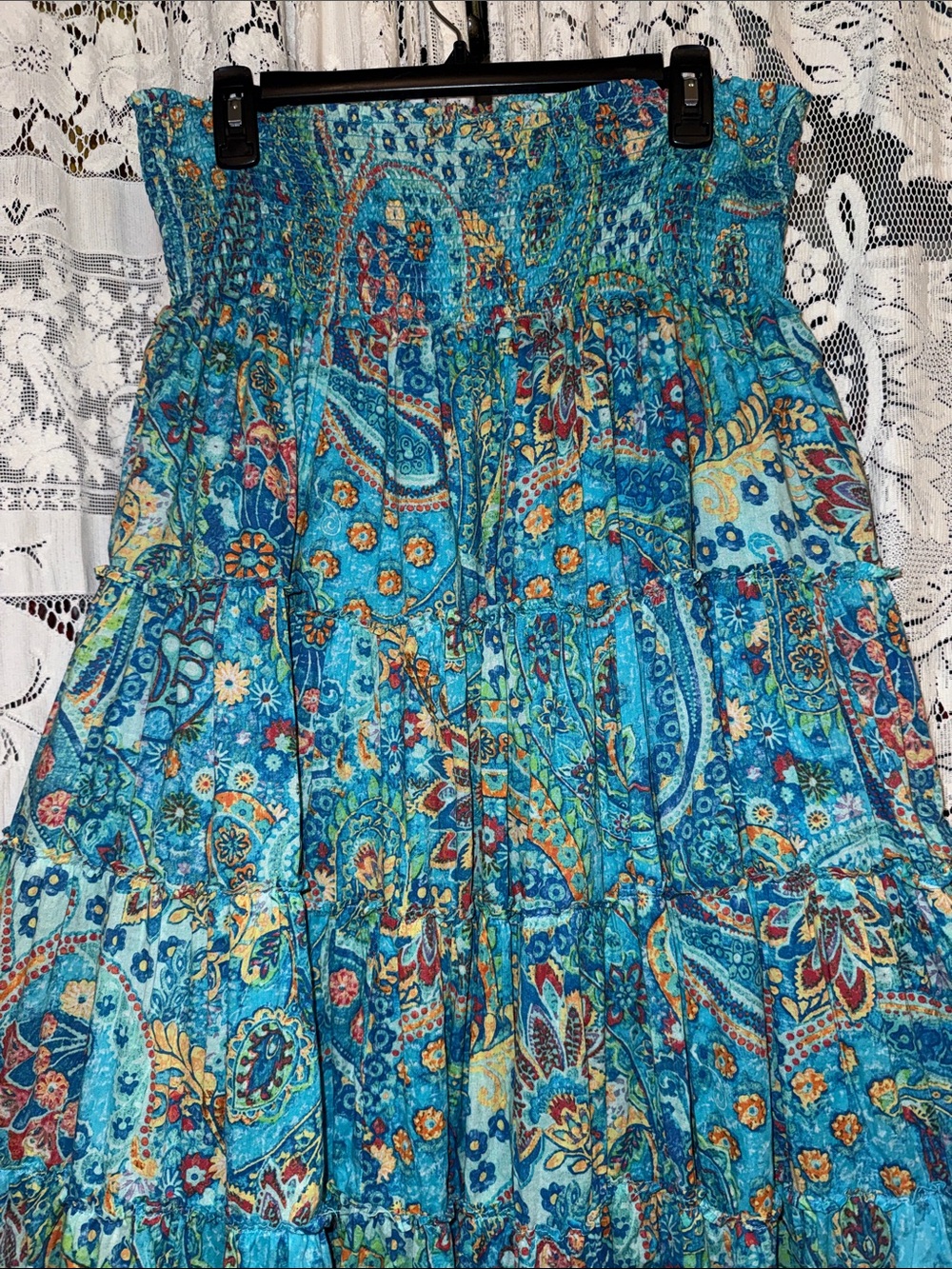 Lauren Ralph Lauren Turquoise Paisley Maxi Skirt - Picture 2 of 7